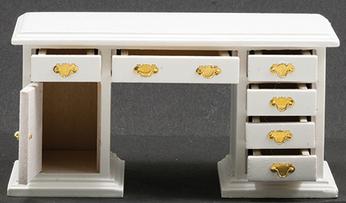 OakridgeStores.com | Classics Dollhouse - White Office Desk - 1:12 Scale Dollhouse Miniature - 12030 731851120301