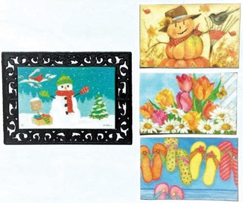 OakridgeStores.com | Creative Little Details - Door Mat Set with Seasonal Inserts (Four Seasons) - 1" Scale Dollhouse Miniature - 1001