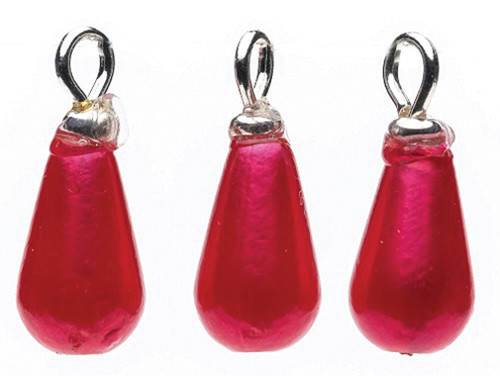 OakridgeStores.com | Creative Little Details - Red Teardrop Christmas Tree Ornaments - Set of 3 - 1" Scale Dollhouse Miniature - 2139