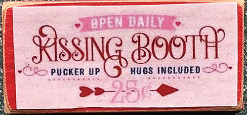 OakridgeStores.com | Creative Little Details - Decor Board Sign - Kissing Booth - 1" Scale Dollhouse Miniature - 927