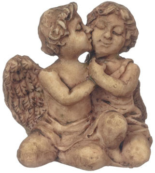 OakridgeStores.com | Falcon Miniatures - Two Cherubs Garden Statue, Gray Ancient - 1" Scale Dollhouse Miniature - A4525GA