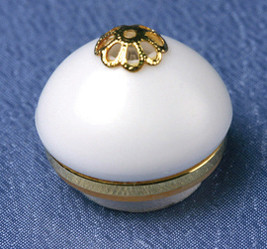 OakridgeStores.com | Houseworks - Small White Ceiling Globe with Gold Trim - 1:12 Scale Dollhouse Miniature Light - 2681 022931026812