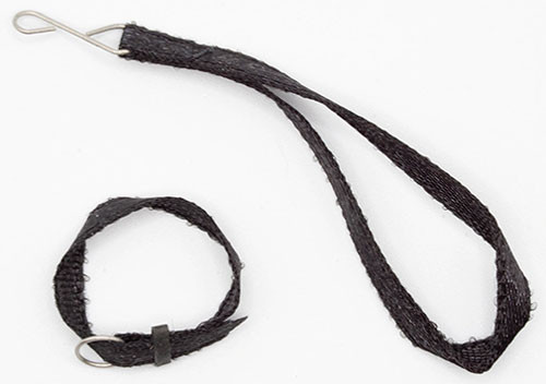 OakridgeStores.com | International Miniatures - Black Dog Leash and Collar - 1:12 Scale Dollhouse Miniature - 65471 731851654714
