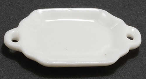 OakridgeStores.com | International Miniatures - White Serving Plate with Handles - Dinnerware Serving Tray - 1:12 Scale Dollhouse Miniature - 65640 731851656404