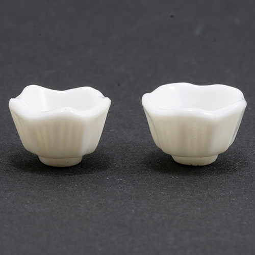 OakridgeStores.com | International Miniatures - Small White Bowls - 2pc Set - 1:12 Scale Dollhouse Miniature - 65694 731851656947