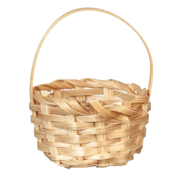 OakridgeStores.com | International Miniatures - Basket with Handle - 1" Scale Dollhouse Miniature - 65723 731851657234