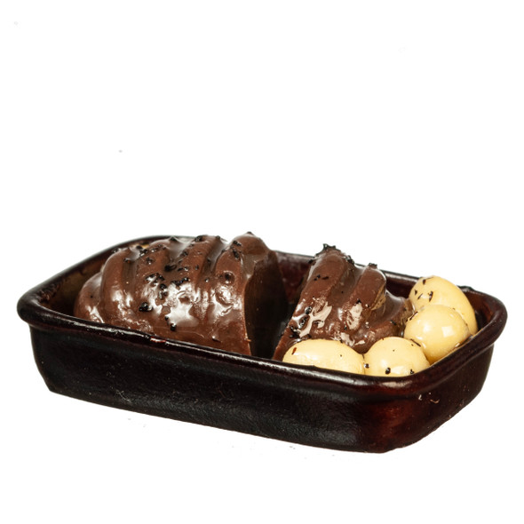OakridgeStores.com | International Miniatures - Brown Tray of Beef and Potatoes - 1:12 Scale Dollhouse Miniature Food - 65751 731851657241
