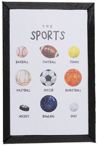 OakridgeStores.com | KC Pictures - Sports Picture, Black Frame - 1" Scale Dollhouse Miniature - KF73BLK