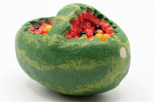 OakridgeStores.com | LA Artisan Miniatures - Watermelon Basket - 1" Scale Dollhouse Miniature Food - 131