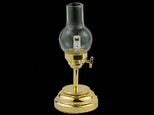 OakridgeStores.com | Miniature House - LED Battery Hurricane Table Light w/ Wand, Brass, 3 Volt - 1:12 Scale Dollhouse Miniature Light - 51001 783970510013