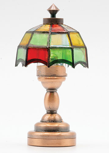 OakridgeStores.com | Miniature House - LED Battery Tiffany Bronze Table Lamp w/ Wand, CR1632, 3 Volt - 1 Scale Dollhouse Miniature Light - 51012BR 783970990044