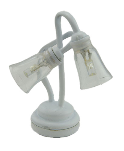 OakridgeStores.com | Miniature House - LED Battery Dual Shade Desk Lamp w/ Wand, White, CR1632, 3 Volt - 1 Scale Dollhouse Miniature Light - 51035 783970510358