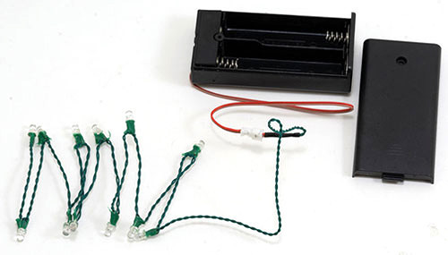 OakridgeStores.com | Miniature House - LED Christmas Light String - 12 Bulbs, Fast Color Change, 3 Volt, Battery Box - 1:12 Scale Dollhouse Miniature - 59190 783970591906