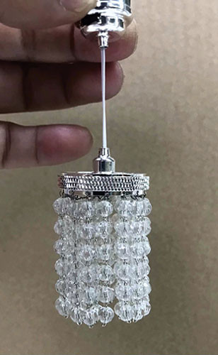 OakridgeStores.com | Miniature House - LED Crystal Ceiling Light with Wand - Silver - 1:12 Scale Dollhouse Miniature - 59191 783970591913