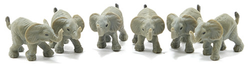 OakridgeStores.com | Multi Minis - Elephant Figures - Set of 6 - 1:12 Scale Dollhouse Miniature - 6007 749939622128