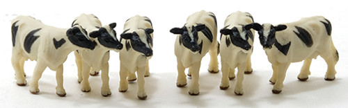 OakridgeStores.com | Multi Minis - Black and White Cow - Figures, Set of 6 - 1:12 Scale Dollhouse Miniature - 6016 749939622210