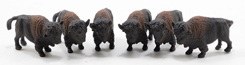 OakridgeStores.com | Multi Minis - Bison - Set of 6 Animal Figures - 1:12 Scale Dollhouse Miniature - 6032 749939622371