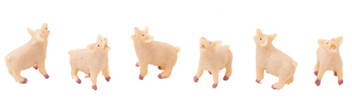 OakridgeStores.com | Multi Minis - Pigs - Farm Animal Figures, 6 Pieces - 1:12 Scale Dollhouse Miniature - 6047 749939623415