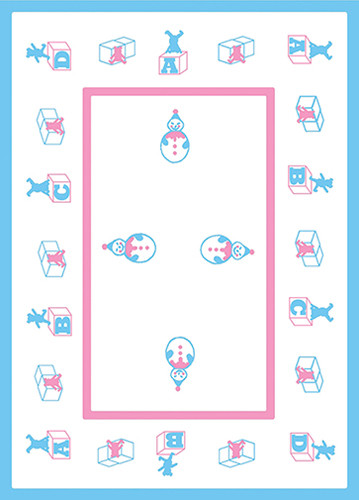 OakridgeStores.com | What's Next - Pink & Blue Alphabet Nursery Rug, 5 x 7 inches - 1:12 Scale Dollhouse Miniature Rug - 1075