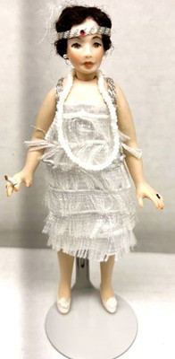 RESALE SHOP - OOAK 1:12 1920s Flapper Woman with Cigarette on Doll Stand - BOST-FLAPPER-NOB5520