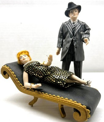 RESALE SHOP - OOAK 1:12 1920s Porcelain Man in Zoot Suite on Stand - BOST-ZOOT-NOB5522