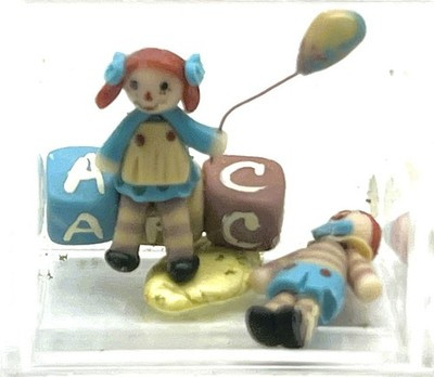 RESALE SHOP - VTG 1:12 Raggedy Ann and Andy with Balloon and ABC Blocks for Nursery Toy - PENE-ABCRAGGEDY-NOB5586