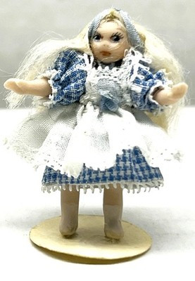 RESALE SHOP - VTG 1:12 OOAK Handmade Blonde Young Girl Doll- Suitable for Nursery - PENE-BLONDEDOLL-NS5574