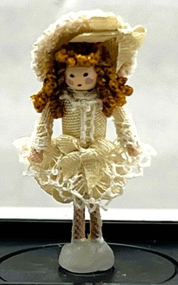 RESALE SHOP - VTG 1:12 OOAK Handmade Victorian Girl Doll for Nursery 1-1/2" Tall - PENE-FANCYDOLL-NS5558