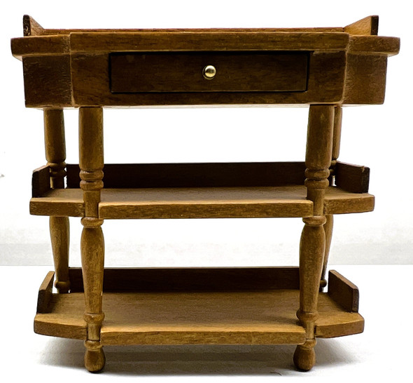 RESALE SHOP - VTG 1:12 Handmade Walnut Three-Tiered Wall Shelf with Drawers - PENE-TIERED-NOB5606