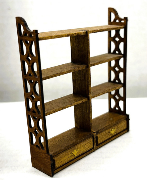 RESALE SHOP - VTG 1:12 Handmade Walnut Three-Tiered Wall Shelf with Drawers - PENE-TIERED-NOB5606