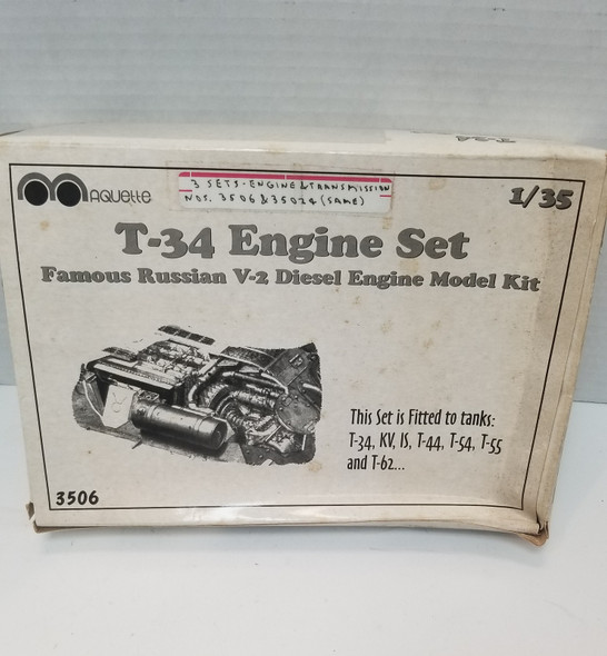RESALE SHOP - Aquette 1/35 Scale T-34 Engine Set Famous Russian V-2 Diesel Engine Model #3506 - RIOR-3506-NOB5132