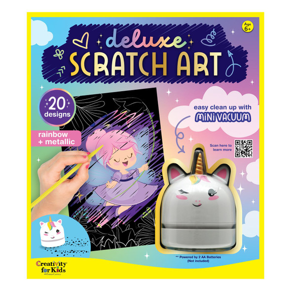 OakridgeStores.com | Creativity for Kids - Scratch Art - 20 Designs - Deluxe Scratch Art Kit with Unicorn Vacuum - 6517000 092633323359