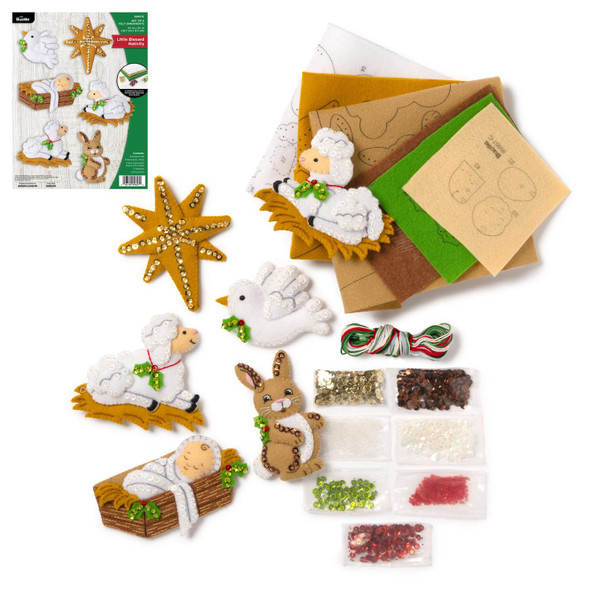 OakridgeStores.com | Bucilla - Little Blessed Nativity - Felt Ornaments Applique Kit Set of 6 - 89807E 046109898070