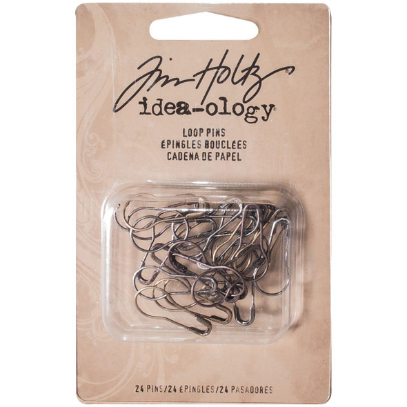 OakridgeStores.com | Tim Holtz - Advantus - Antique Nickel, Brass & Copper - Idea-Ology Metal Loop Pins 1 inch 24/Pkg - Embellishments - TH93200 040861932003