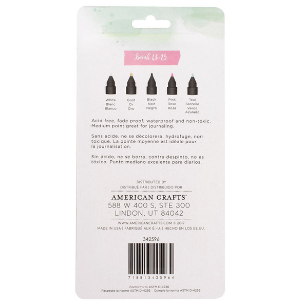 OakridgeStores.com | American Crafts - White, Gold, Black, Pink & Mint - Creative Devotion Opaque Markers - 5/Pkg - 342596 718813425964