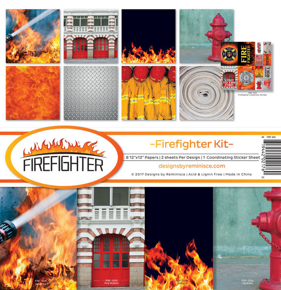 OakridgeStores.com | Reminisce - Firefighter - Scrapbook Paper Collection Kit 12 x 12 inches - FRF-200 819442021760
