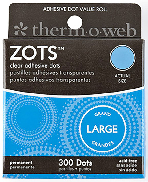 OakridgeStores.com | Therm O Web - Zots Clear Adhesive Dots - Large 1/2 inches x 1/64 inches Thick, 300/Pkg - 3783