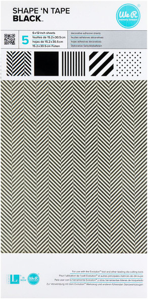 OakridgeStores.com | We R Makers - Black - Shape 'n Tape Washi Sheets 6 x 12 inches, 5 Sheets - 03419-1 822431034191