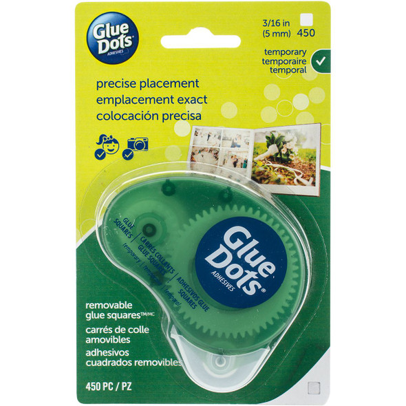OakridgeStores.com | Glue Dots - Removable Squares 0.1875 inches 450/Pkg - Non-Refillable Runner - 23681 634524236814