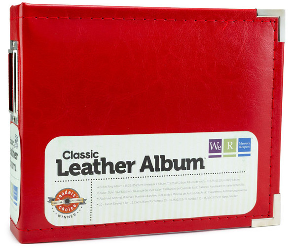 OakridgeStores.com | We R Makers - Red - Faux Leather 2-Ring Binder Album 6 x 6 inches - 40398-2