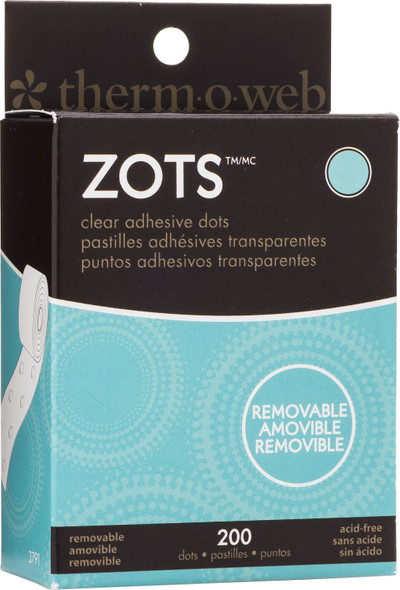 OakridgeStores.com | Therm O Web - Zots Clear Adhesive Dots - Removable 3/8in x 1/64in Thick, 200/Pkg - 3791 000943037910