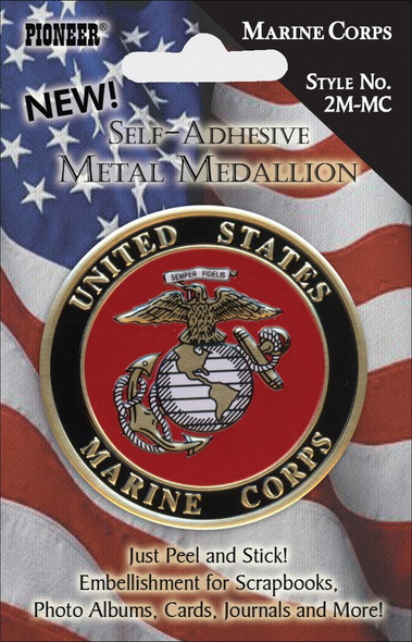 OakridgeStores.com | Pioneer - Marine Corps - Self-Adhesive Aluminum Medallion Embellishment - 2 inches - 2MMC