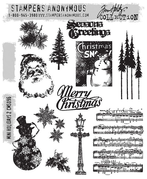 OakridgeStores.com | Tim Holtz - Stampers Anon - Mini Holidays #2 - Tim Holtz Cling Stamps - CMS096