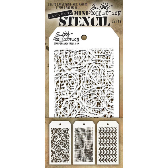 OakridgeStores.com | Tim Holtz - Stampers Anon - Set #14 - Tim Holtz Mini Layered Stencil Set 3/Pkg - Stencil Set - MTS014