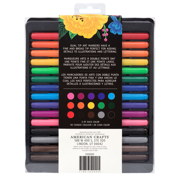 OakridgeStores.com | American Crafts - Fine & Broad - Dual Tip Art Markers Value Pack, 30 Markers - 350000 718813500005