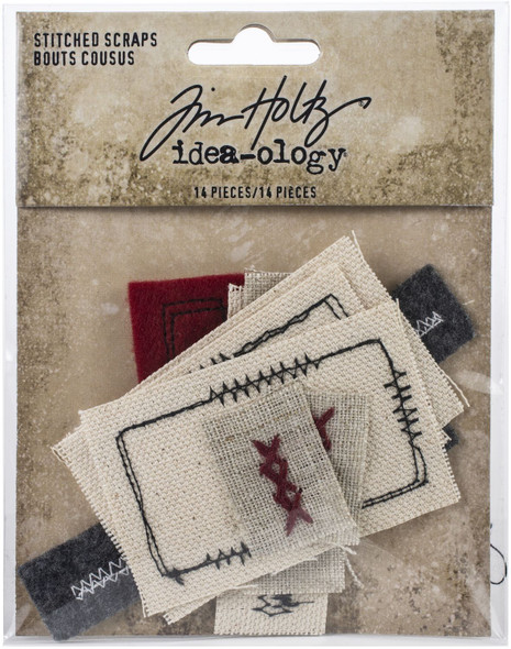 OakridgeStores.com | Tim Holtz - Advantus - Idea-ology Stitched Scraps - Fabric Embellishments 14/Pkg - TH94035 040861940350