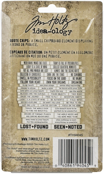 OakridgeStores.com | Tim Holtz - Advantus - Theories - Idea-ology Chipboard Quote Chips 47/Pkg - TH94045 040861940459