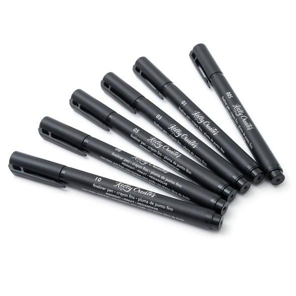 OakridgeStores.com | American Crafts - Black - Kelly Creates Fineliners - Pen Set, 6 Pack - 343554 718813435543