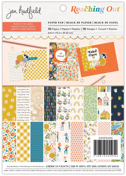 OakridgeStores.com | American Crafts - Jen Hadfield Reaching Out - Single-Sided Paper Pad 6 x 8 inches 36/Pkg - 34005696 718813455961