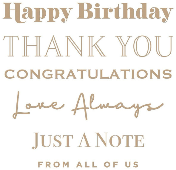 OakridgeStores.com | Spellbinders - Essential Glimmer Sentiments - Glimmer Hot Foil Plate - GLP-278 812062032017